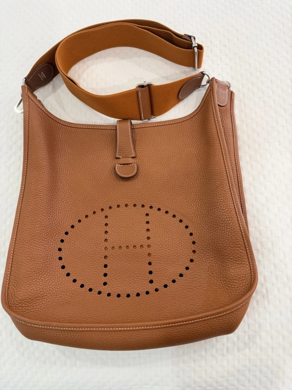 Hermes Brown Evelyne Leather Crossbody Bag - Picture 3 of 13